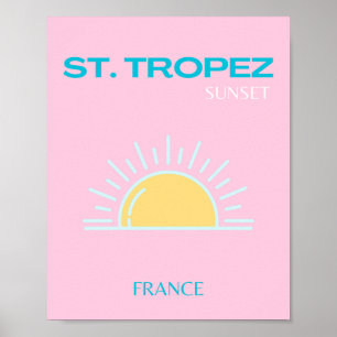 Affiche St Tropez, France, Preppy, Rose