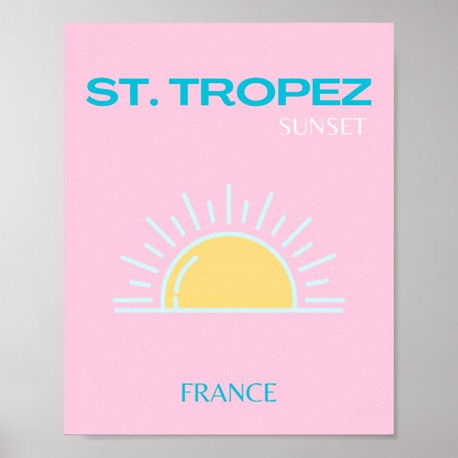 Affiche St Tropez, France, Preppy, Rose (Devant)