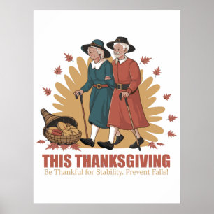 Affiche Stabilité vintage de Thanksgiving - Soyez reconnai