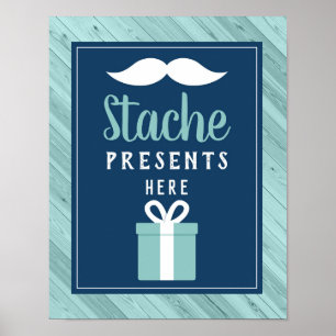 Affiche Stache présente ici Signe, Bleu et Aqua