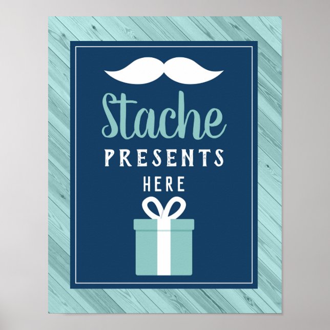 Affiche Stache présente ici Signe, Bleu et Aqua (Devant)