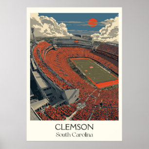 Affiche Stade de football de Clemson en Caroline du Sud