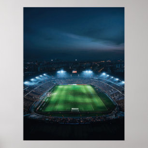 Affiche Stade de football vide la nuit