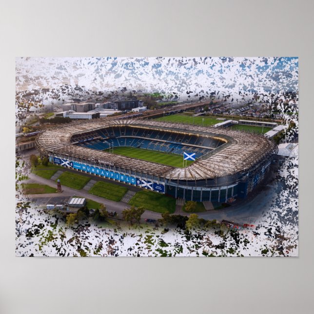 Affiche Stade de rugby d'Édimbourg avec drapeau de l'Écoss (Devant)