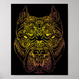 Affiche Staffordshire Bull Terrier Chien Tatouage Tribal