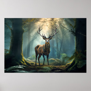 Affiche Stag Deer Animal Faune Sauvage Art coloré