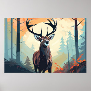 Affiche Stag Deer Animal Jungle Nature sauvage