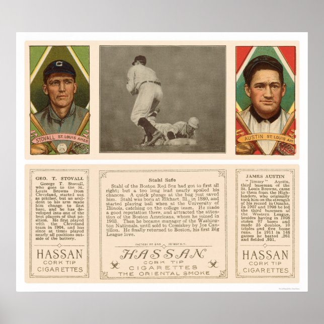 Affiche Stahl Red Sox Browns Baseball 1912 (Devant)