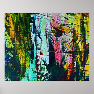 Affiche Stained glass effect modern abstract art painting