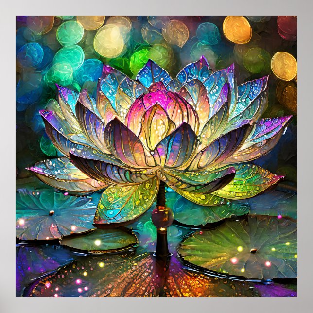Affiche Stained Glass Vibrant Lotus Flower (Devant)
