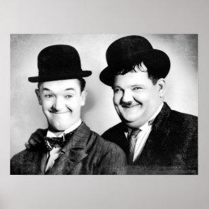 Affiche Stan Laurel et Oliver Hardy - BW Vintage - D1