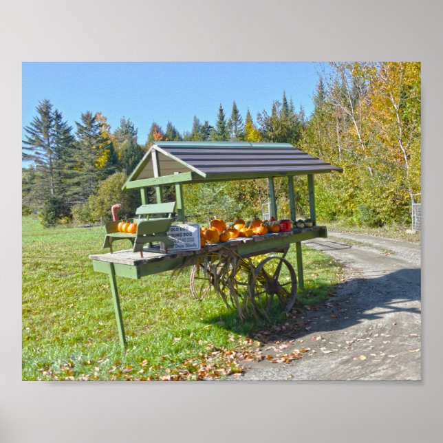 Affiche Stand citrouille dans le Vermont en automne (Devant)