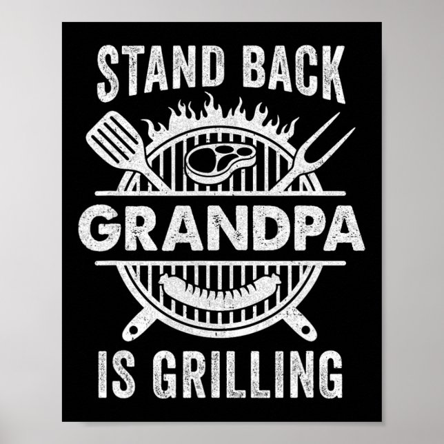 Affiche Stand Ck Grandpa Grilling Funny Bbq Fête des pères (Devant)