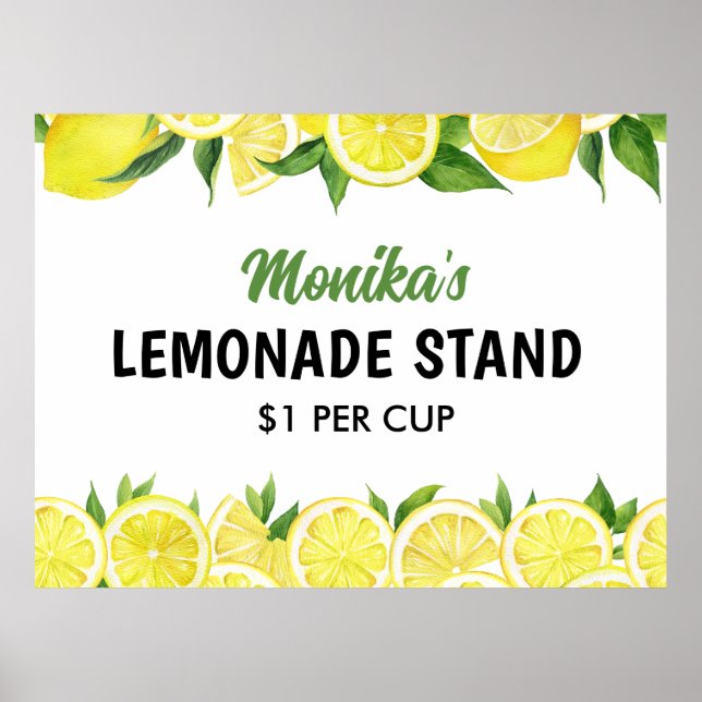 Affiche Stand de limonade personnalisé à l'aquarelle (Devant)
