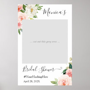 Affiche Stand de photobooth rose pastel pour enterrement d
