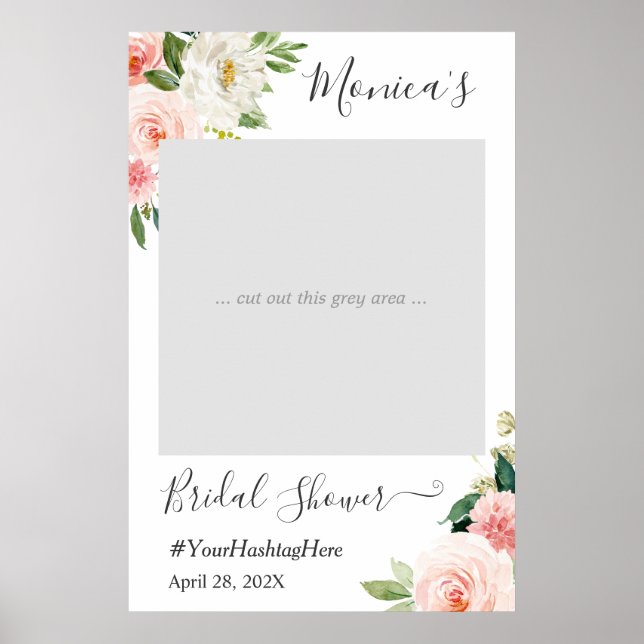 Affiche Stand de photobooth rose pastel pour enterrement d (Devant)