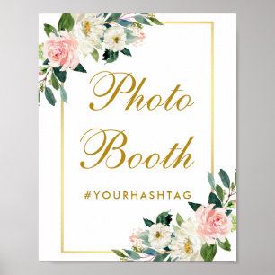 Affiche Stand photo mariage Rose Gold Floral