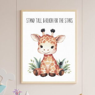 Affiche Stand Tall - Baby Giraffe Safari Nursery Art