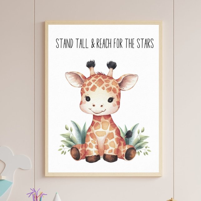 Affiche Stand Tall - Baby Giraffe Safari Nursery Art (Créateur téléchargé)