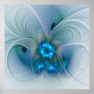 Affiche Standing Ovations, Abstract Blue Turquoise Fractal