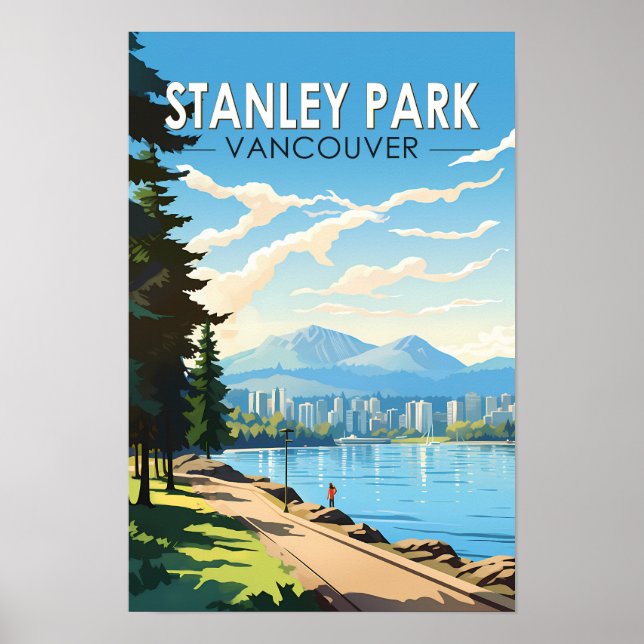 Affiche Stanley Park Vancouver Canada Voyage Art Rétro (Devant)