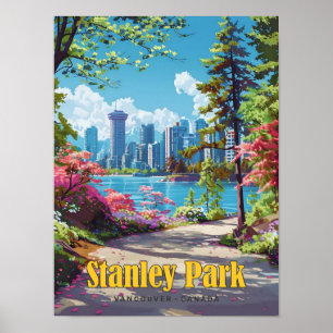 Affiche Stanley Park Vancouver Vintage voyage du Canada