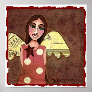 Affiche Star Angel avec ailes musicales - imprimer