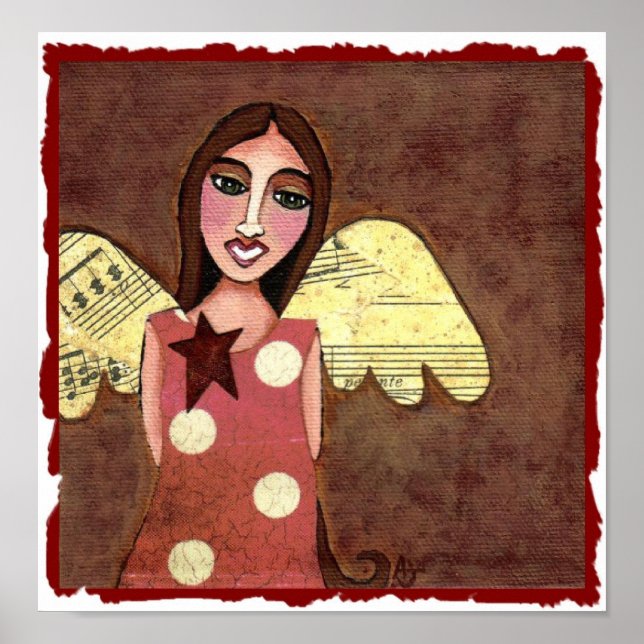 Affiche Star Angel avec ailes musicales - imprimer (Devant)