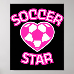 Affiche Star de foot, Foot Filles Rose, Football