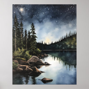 Affiche Star Lake Watercolor Paysage Art Imprimer l'affich