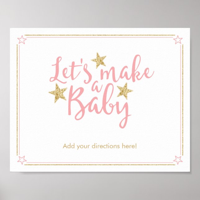 Affiche Star Pink Gold Parties scintillant Faire un Baby s (Devant)