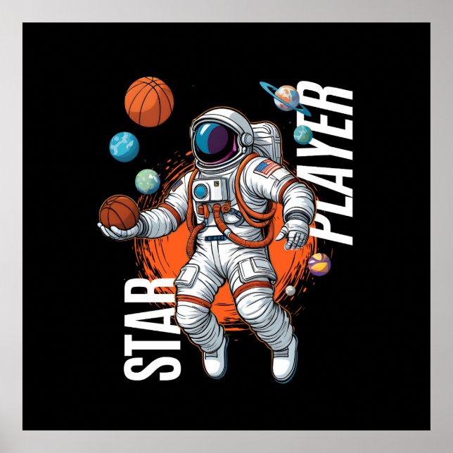Affiche Star Player - Vibes de basketball spatial (Devant)