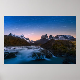 Affiche Star Trails sur Torres Del Paine