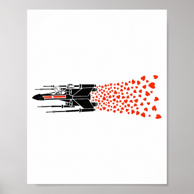 Affiche Star War Valentines Day Luke R2 D2 X Wing Hearts  (Devant)