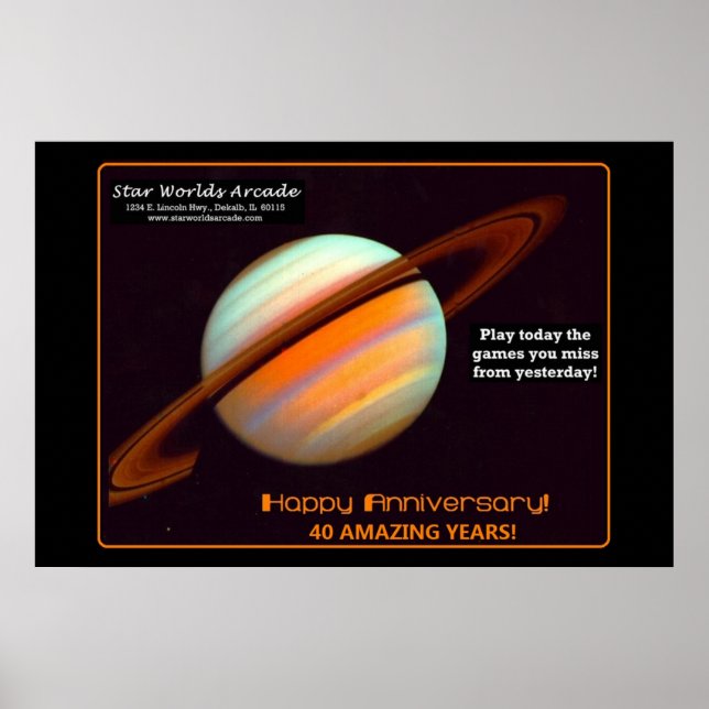 Affiche Star Worlds Arcade 40e Anniversaire Rétro (Devant)