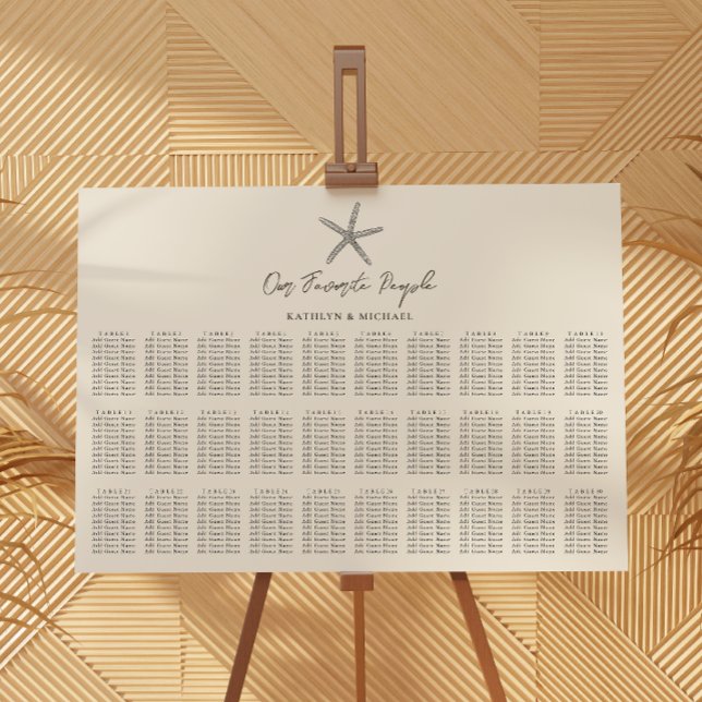 Affiche Starfish Beach Wedding 30 Table Seating Charts (Créateur téléchargé)