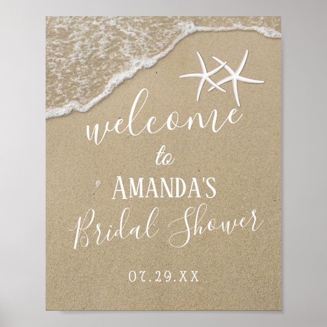 Affiche Starfish Beach Wedding Bridal Shower Welcome (Devant)