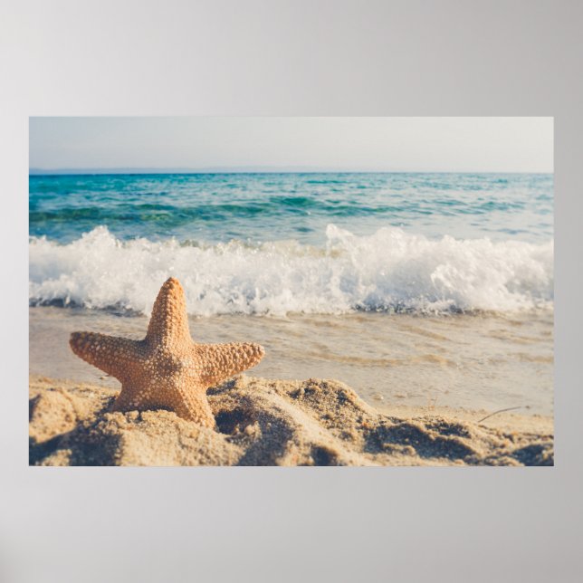 Affiche Starfish sur une plage de sable Photo (Devant)