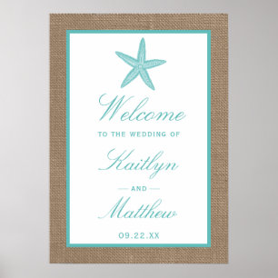 Affiche Starfish Turquoise Burlap Beach Wedding Collection