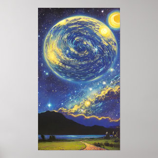 Affiche "Starry Dreamscape : Une peinture Imaginaire fasci
