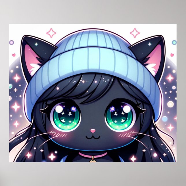 Affiche Starry-Eyed Kitten : Charming Anime Cat (Devant)