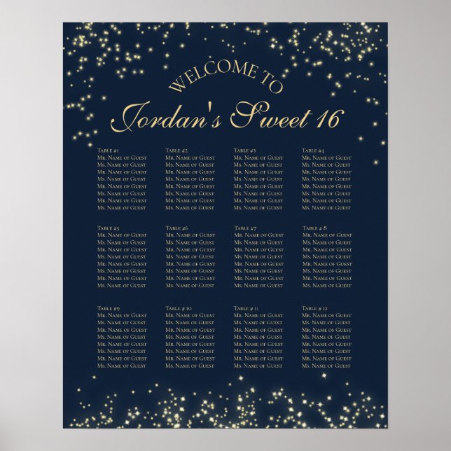Affiche Starry Night 12 table Seating Chart (Devant)