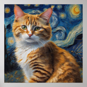 Affiche Starry Night Cat