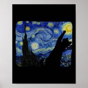Affiche Starry Night Cat Shirt Van Gogh Amoureux des chats