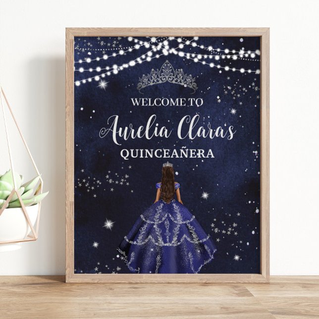 Affiche Starry Night Marine Bleu Argent Quinceañera Sweet  (Créateur téléchargé)