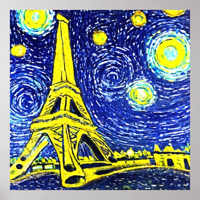 Affiche Starry Night Paris France (Devant)