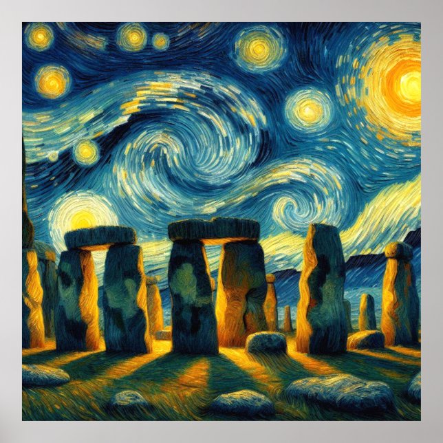 Affiche Starry Night Stonehenge (Devant)