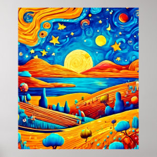 Affiche Starry Night Surrealism Dessin