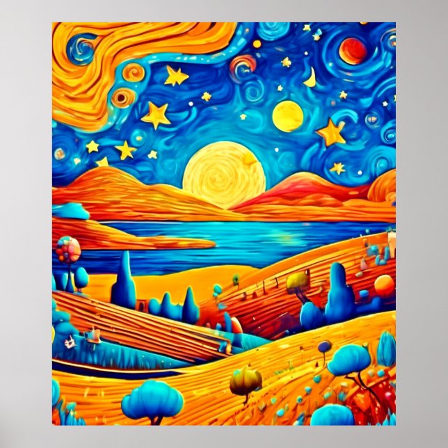 Affiche Starry Night Surrealism Dessin (Devant)