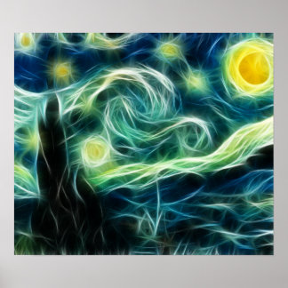 Affiche Starry Night Van Gogh Fractal art